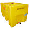 PE vat, doosvormig, polyethyleen, vulopening ø 140 mm met schroefdeksel, met keerschot, geel, B 760 x D 1160 x H 1020 mm, 600 l