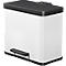 Pedaal-vuilnisemmer Hailo Eco Duo Plus L, 17 + 9 l, rechthoekig, plaatstaal, wit