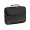 Schwarze Laptoptasche mit Griff und ReiÃŸverschluss.