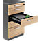 Chest of drawers, one drawer is open showing storage space with content.