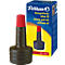 A bottle of Pelikan stamp pad ink with a red lid and packaging.
