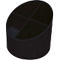 Black pen holder with four compartments, diagonal cut.