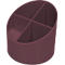 Burgundy pen holder with four compartments.