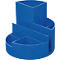 Blue pen holder with multiple compartments. Round shape with different levels.