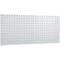 White pegboard with many small holes. A black magnet is visible.