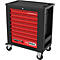 Schwarzer Werkzeugwagen mit roten Schubladen und Rollen. Auf der Schublade steht 'KS TOOLS'.