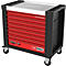 Rote Werkzeugkiste auf Rollen mit schwarzem Rahmen. Auf der Oberseite steht www.ktools.com.