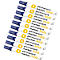 Eleven blue permanent markers with white housings are overlapping on a white surface. The markers read "permanent marker 300".