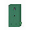 Green safety cabinet with doors, fittings, and ventilation slots. Color reference: RAL 6010.