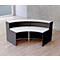 Petit comptoir de réception en arc Faro, avec tablette et plateaux latéraux, L 2550 x P 1200 x H 1120 mm, anthracite/anthracite