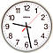Horloge avec cadran blanc, police noire, cadre argenté. Aiguilles noires et rouges. L'horloge indique 9h31.