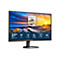 Ein schwarzer Philips Monitor mit einem 27 Zoll Bildschirm, Quad HD und eingebauten Lautsprechern, zeigt eine Landschaft mit Sonne.