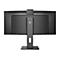 Arrière d'un moniteur noir, avec support. Logo Philips et ports en haut, aérations en bas.