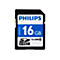 SD-Speicherkarte von Philips, schwarz, 16 GB, blaue Details, Text: Philips, 16 GB, Class 10, SDHC.