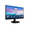 Ein schwarzer Philips-Monitor, 27 Zoll, mit IPS, Full HD und schmalem Rahmen. Auf dem Bildschirm Eisberge und Logo.