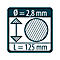Infographic with specifications: Diameter 2.8 mm, Length 125 mm.