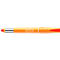 An orange pen with a red tip. The pen says "Pfera-Gel".