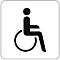 Black wheelchair symbol on a white square background.