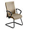 Chaise de bureau beige avec accoudoirs et cadre noirs.