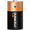 Pila Duracell Plus en negro y cobre con polo positivo en la parte superior.