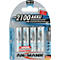 Piles en blister. 4 piles rechargeables NiMH grises avec lettrage blanc et bleu, 2100 mAh. Texte : 'GuterRat Testsieger', 'ANSMANN'.