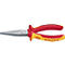 Gros plan d'une pince à bec avec poignée rouge et jaune, fabricant KNIPEX.