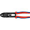 Pince à sertir avec des poignées rouges et bleues et l'inscription KNIPEX.