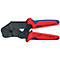 Une pince à sertir rouge et bleue, marquée 'KNIPEX 975214 GERMANY'.