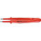 Pince à épiler isolée rouge avec pointes argentées, portant la mention 'KNIPEX' et les spécifications.