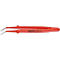 Pince à épiler rouge isolée. Inscription : KNIPEX, 92 37 46. MC 60906, 1000 V.