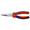 Une pince à bec effilé, rouge-bleu, avec l'inscription KNIPEX.