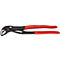Pince Knipex, noire avec poignées rouges. Inscription : Knipex. Outil.