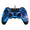 Blauer Gamecontroller mit schwarzem Steuerkreuz und Knöpfen. Mit dem Schriftzug "Solo Leveling" und einem weißen Tierlogo.