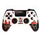 Weißer Controller mit roten und goldenen Details, japanisch inspiriert. Schwarze Analog-Sticks, Richtungspad und Tasten.