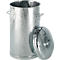 Plaatstalen afvalbak, met deksel, 60 liter, Ø 380 x h 630 mm