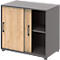 Placard d'appoint TEMPIO, en bois, 2 portes coulissantes, 2 OH, L 800 x P 430 x H 740 mm, anthracite/chêne caryer