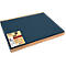 Blauwe plaat in kartonnen doos. Sticker met productinformatie.