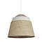 Hanglamp met linnen lampenkap. Witte streep en grijze afwerking.