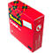Rode verpakking voor Scotch Crystal Tape met geel-zwart ruitpatroon, logo en tekst: 'Push to Open'.