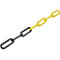 Chain of black and yellow links, diagonally against a white background.