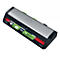 Laminateur gris-noir, éléments rouges et verts, fond blanc. Dans un cercle rouge : A4 à A3. Texte : 30% plus rapide.