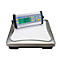 Scale with digital display: 0.00. Silver casing, control panel with blue buttons. Brand name ADAM.