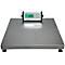 A stainless steel platform scale with digital display showing 0.00.
