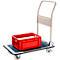 Platformwagen, 90° inklapbare duwbeugel, met rem, tot 150 kg, L 740 x B 480 x H 860 mm, staal, grijs