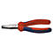 Platte tang met rood-blauwe handgrepen, met "KNIPEX" en "MADE IN GERMANY".