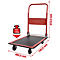 Roter Transportwagen mit Maßangaben und Gewichtsangabe 150kg.