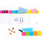 Multi-colored wall mount with pens, sticky notes, sponge, magnets and felt-tip pen. Printed: "THINK outside the box".