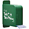Groene pleisterdoos met instructies en merklogo.