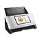 WeiÃŸer Scanner mit Touchscreen, der ein MenÃ¼ anzeigt.