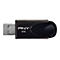 Schwarzer USB-Stick mit PNY-Logo und 8GB Schriftzug. Silberner USB-Anschluss.